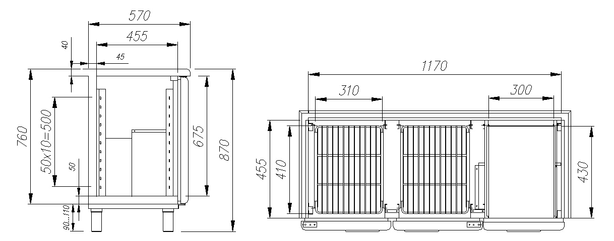 Холодильный стол CARBOMA T57 M2‑1 0430‑1(2)9 (BAR‑250) 