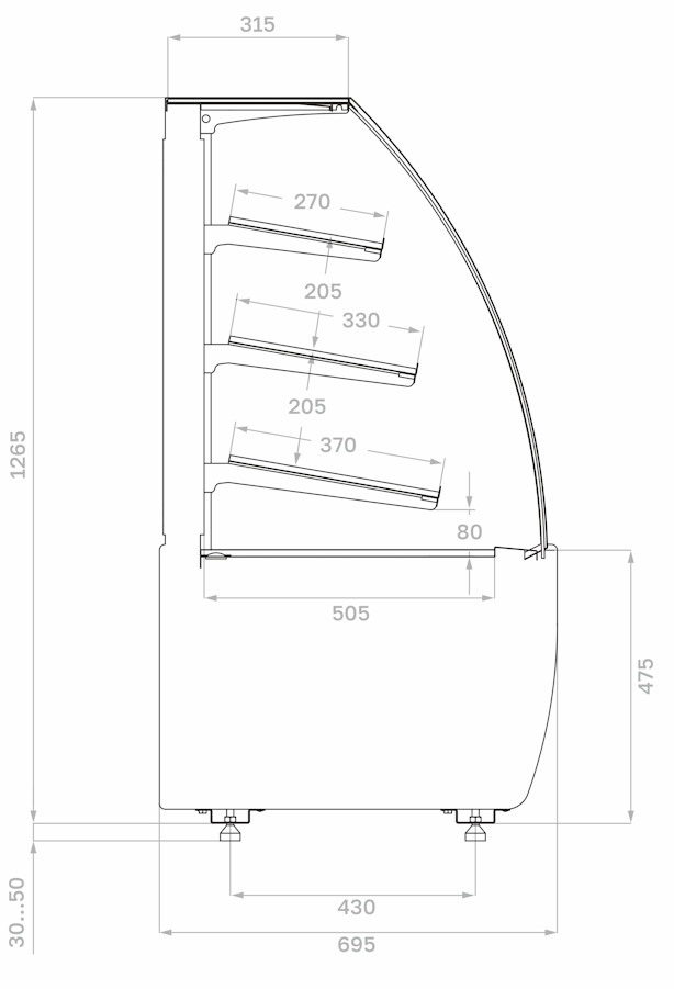 Хлебная витрина CARBOMA FLANDRIA 2 LIGHT K70 N 0,9‑1 2.0 