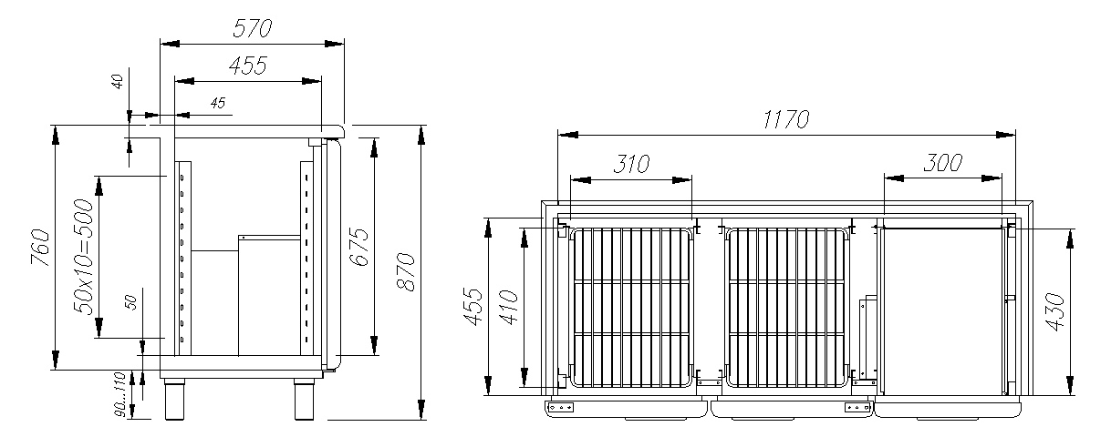 Холодильный стол CARBOMA T57 M2‑1 9005‑1(2)9 (BAR‑250) 
