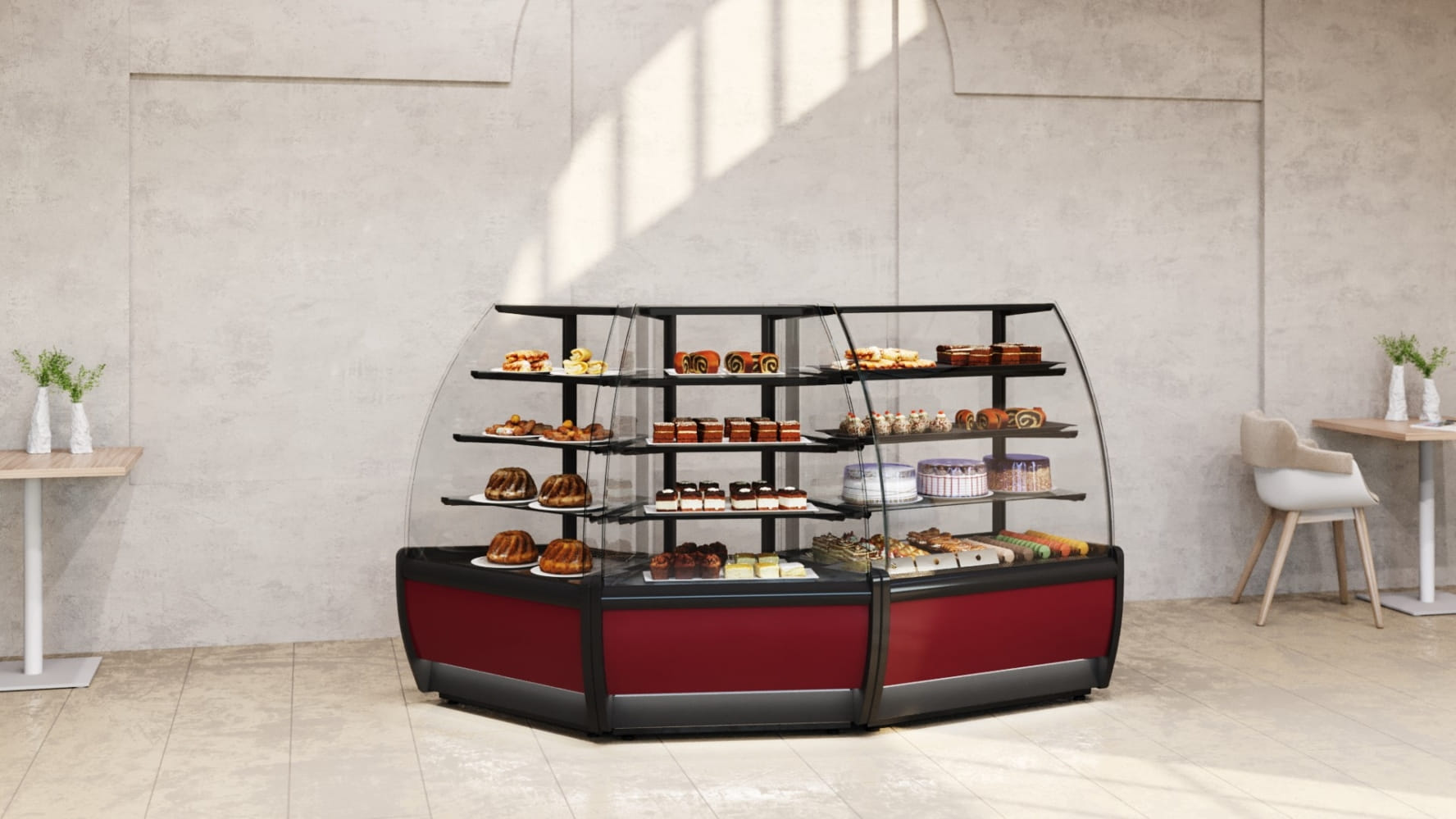 Кондитерская витрина CARBOMA ВХСв‑0,9д FLANDRIA LIGHT (K70 VM 0,9‑1) 