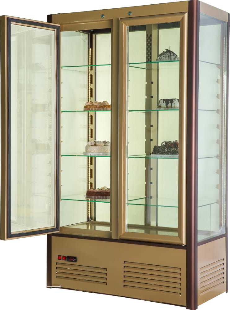 Кондитерская витрина CARBOMA R800C LATIUM (D4 VM 800‑1), 2 дверцы, стеклянные полки 
